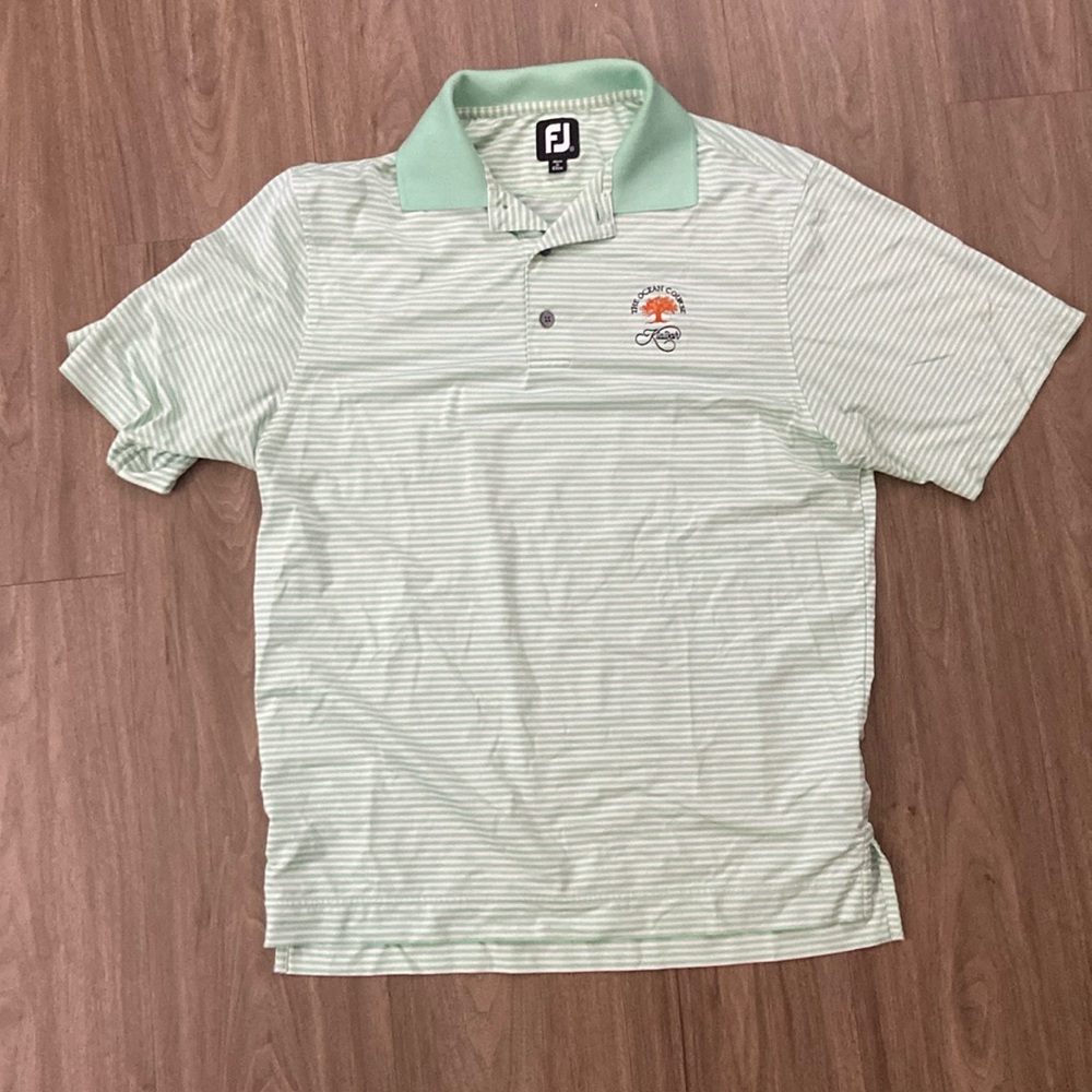 Green Striped Footjoy Golf Polo